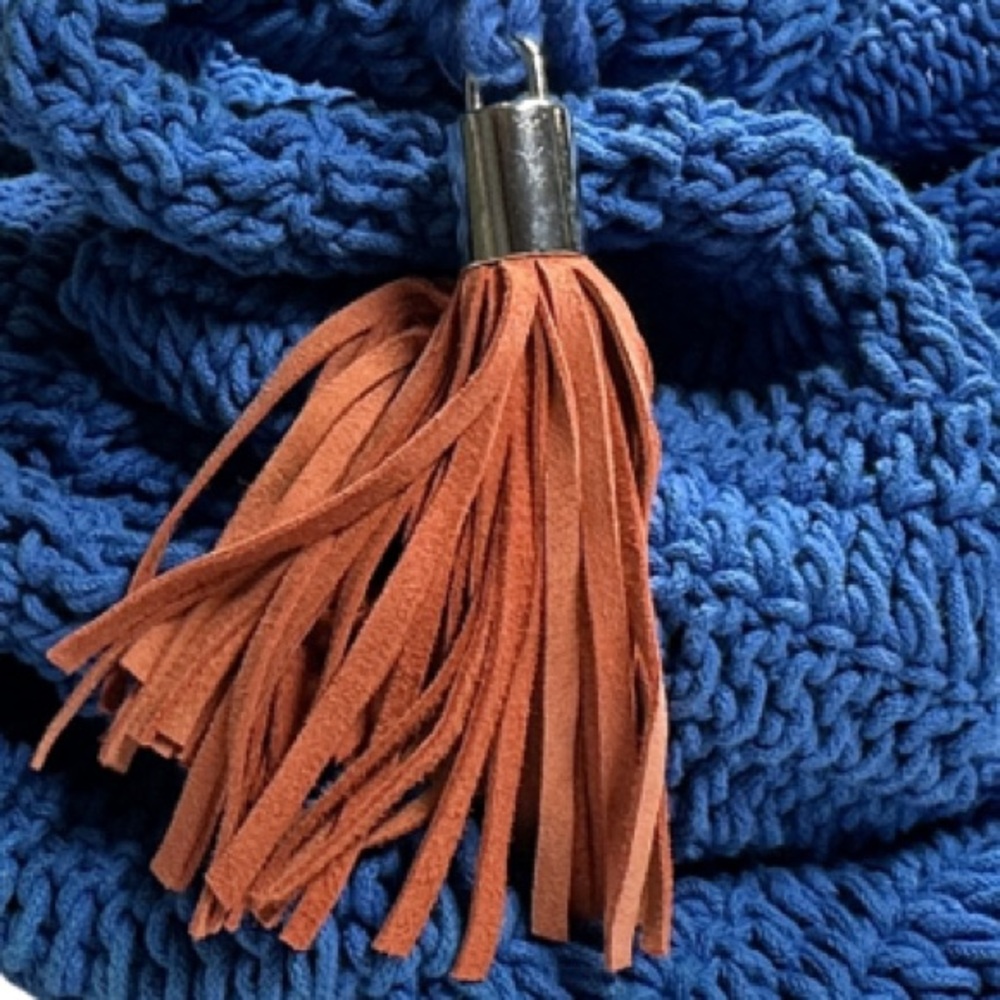 VINTAGE HAVANA | Large Blue Crochet Hobo Sling Beach Shopping Bag - Picture 13 of 13